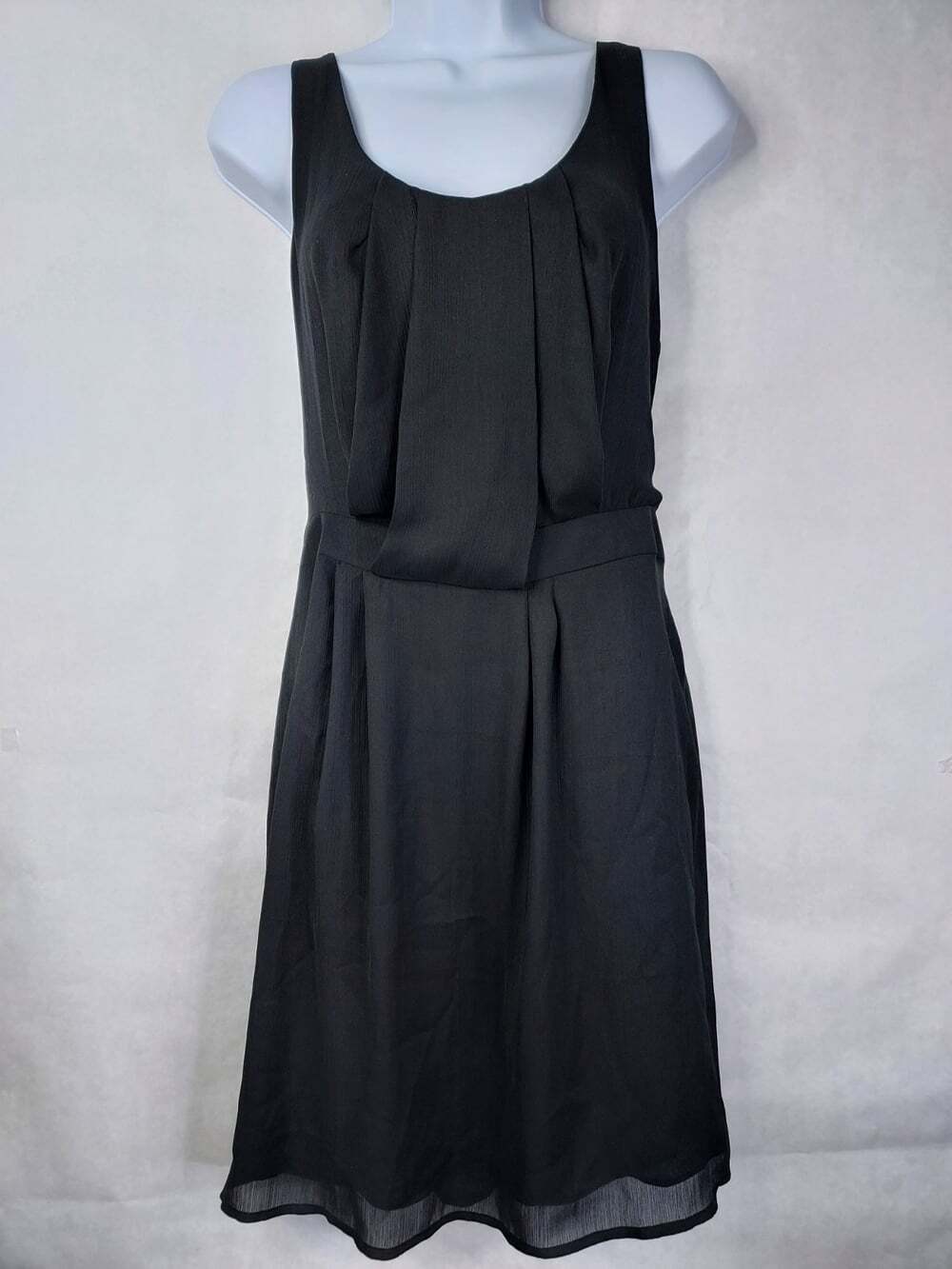 W118 by Walter Baker Sheath Dress Women's L Black Pleated Sleeveless Lined Party
